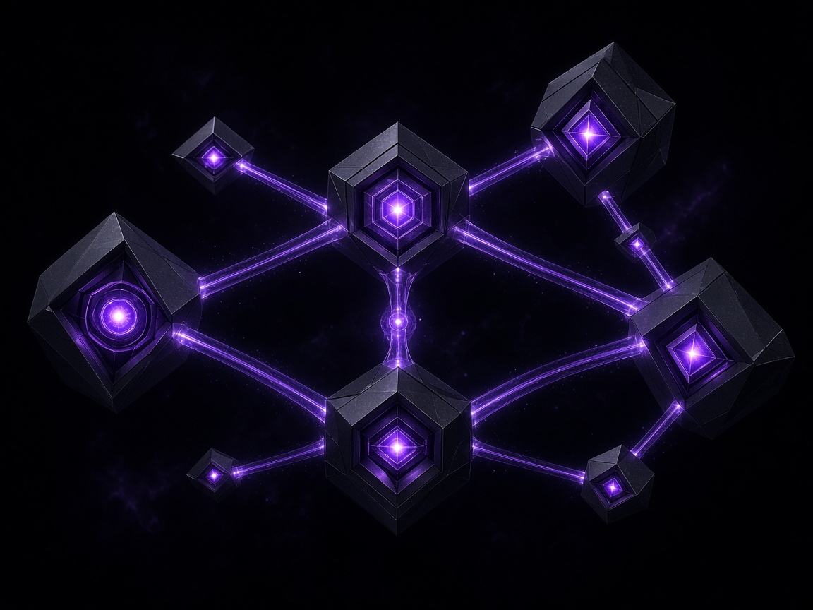 Abstract glowing API connection nodes