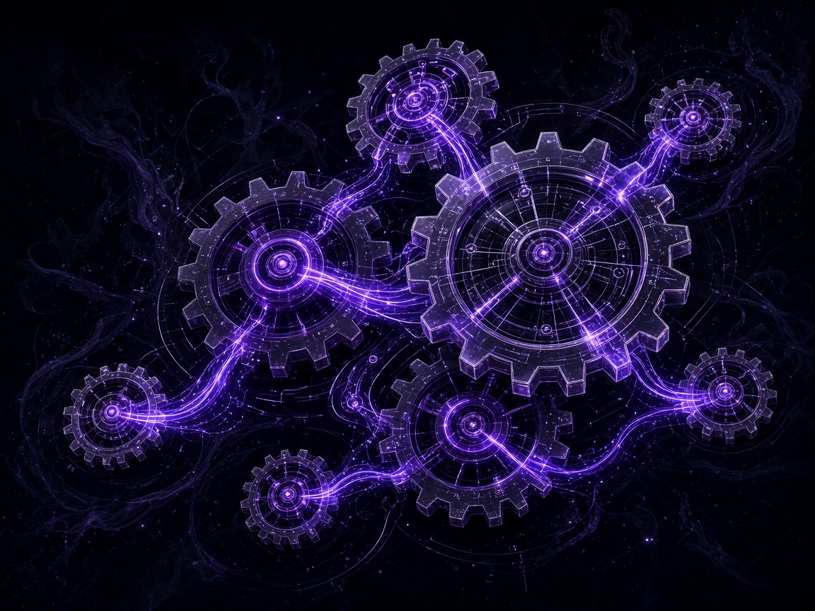 Abstract automation gears of light and glass