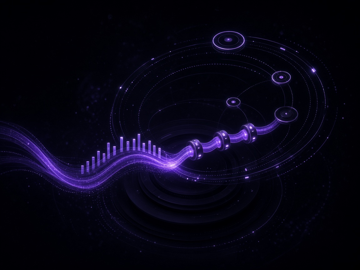 Abstract glowing DevOps pipeline rings