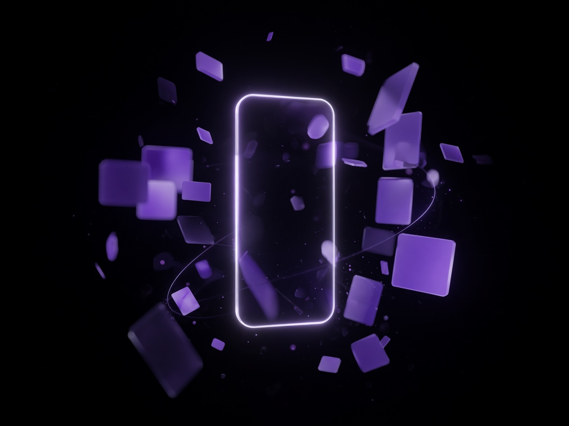 Abstract luminous mobile product silhouette